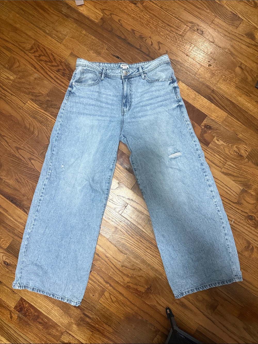 Roxy Light Wash Wide Leg Jeans - Classic Blue Denim 13